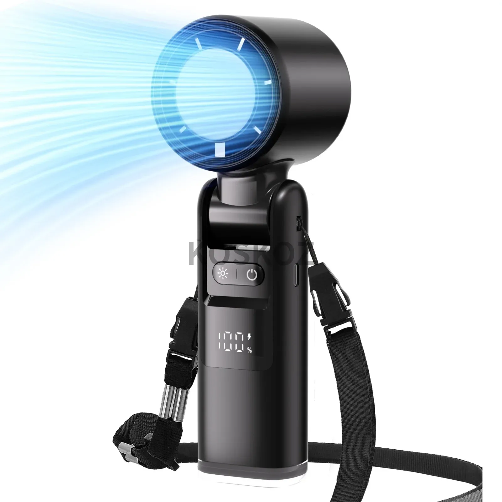 Ventilateur portable rechargeable 4000 mAh à 5 vitesses avec lampe torche, idéal pour les voyages 11