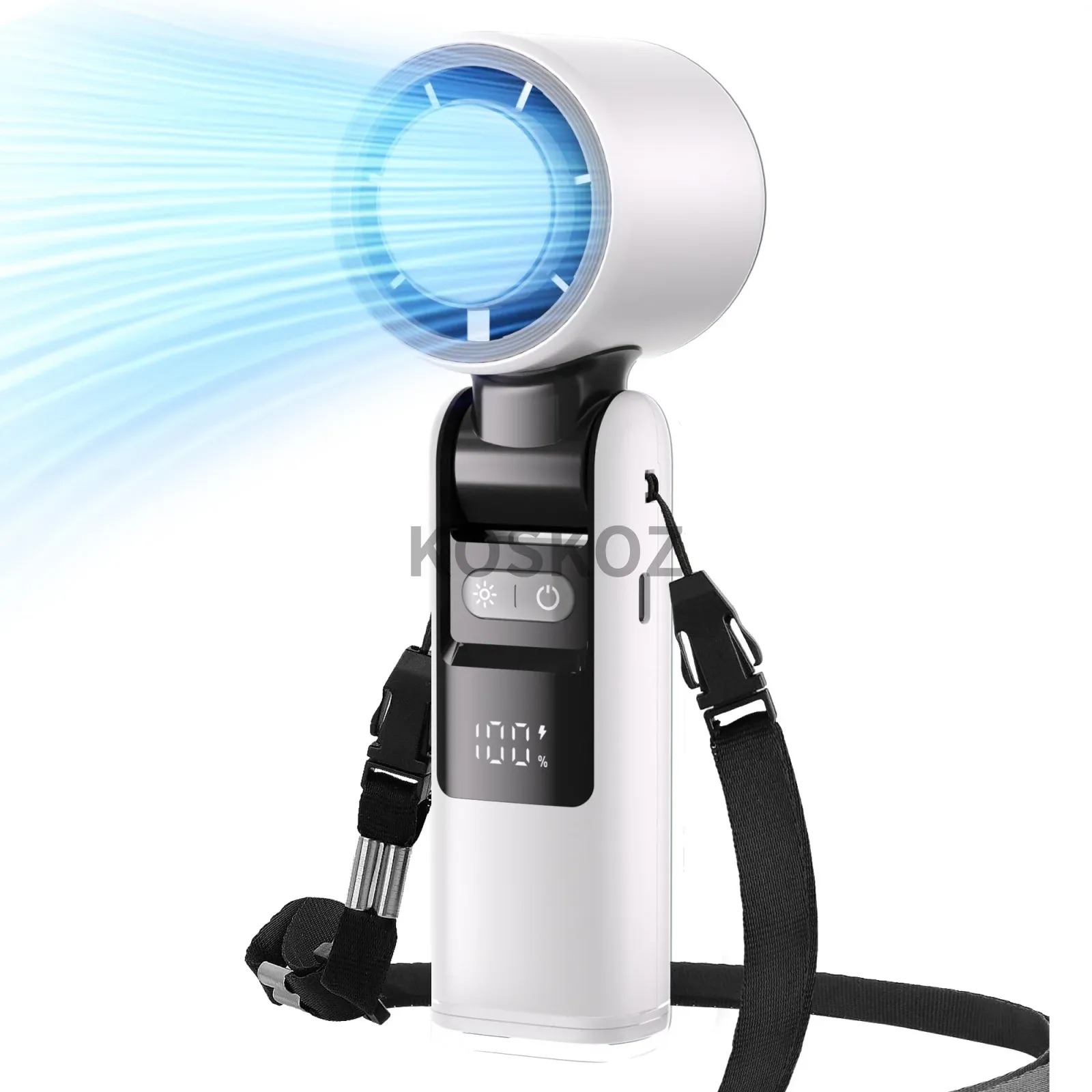 Ventilateur portable rechargeable 4000 mAh à 5 vitesses avec lampe torche, idéal pour les voyages 10