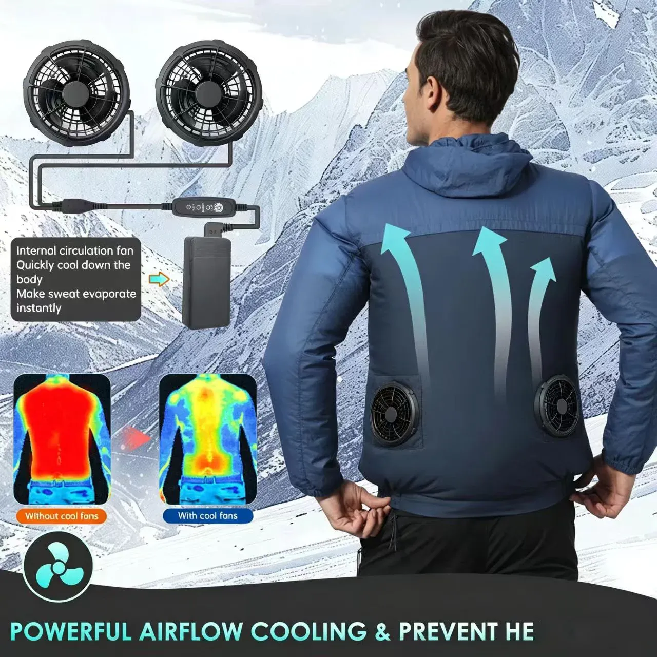 Ventilateur de refroidissement 5 V/12 V pour gilet climatisé, ventilateur portable pour vêtements rafraîchissants, idéal pour travail par forte chaleur et pêche 5