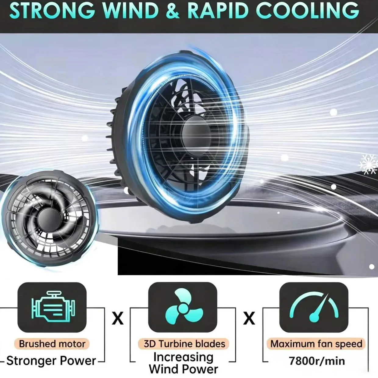 Ventilateur de refroidissement 5 V/12 V pour gilet climatisé, ventilateur portable pour vêtements rafraîchissants, idéal pour travail par forte chaleur et pêche 4