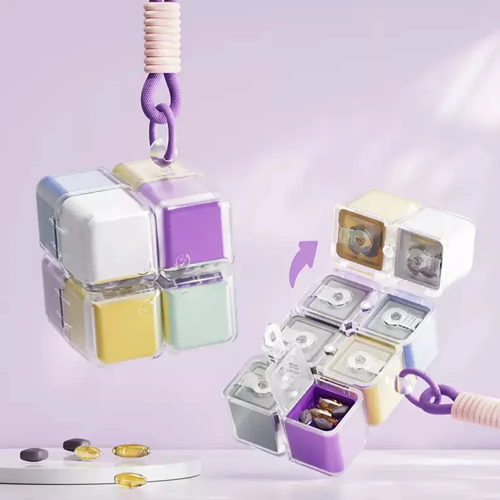 Organisateur de médicaments Rubik's Cube, compartiments