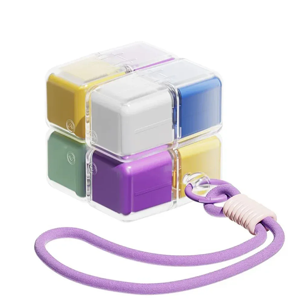 Pilulier en forme de Rubik's Cube, portable et étanche, 7 jours 11