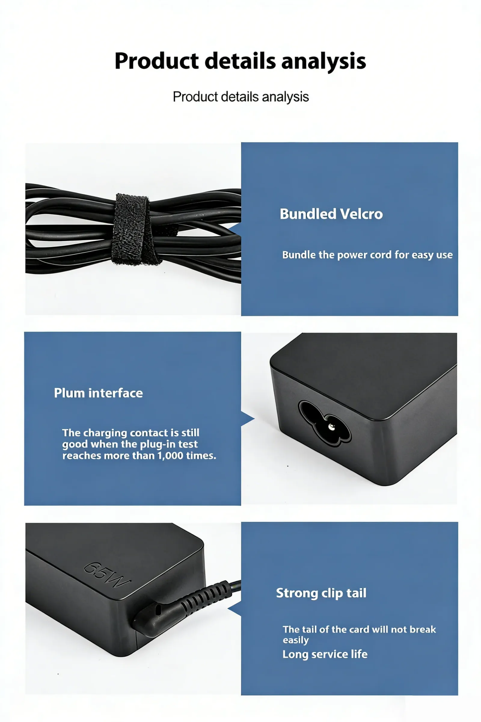 Adaptateur secteur pour ordinateur portable, vue complète