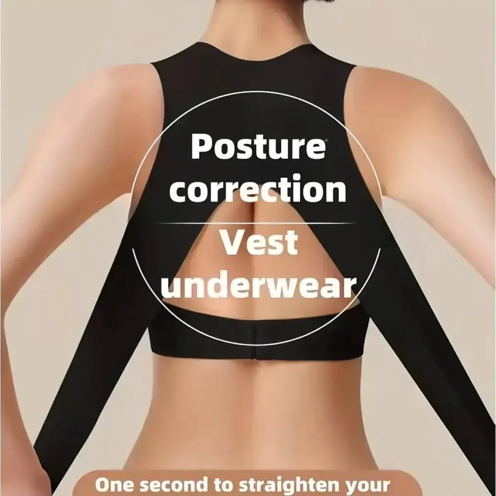 Soutien-gorge push-up correcteur de posture sans couture et sans armatures à boutonnière frontale pour femme - Image 1