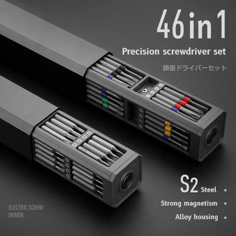 Jeu de tournevis de précision magnétique 46 en 1 avec embouts Torx, Hex et Phillips pour téléphone, montre et ordinateur portable