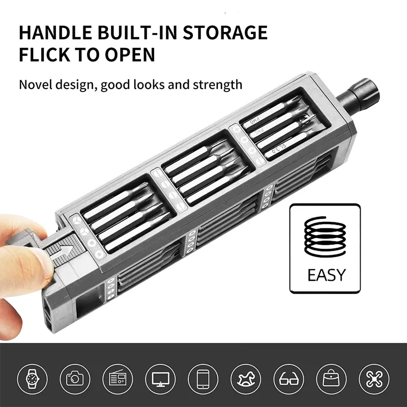 Jeu de tournevis de précision magnétique 46 en 1 avec embouts Torx, Hex et Phillips pour téléphone, montre et ordinateur portable 3