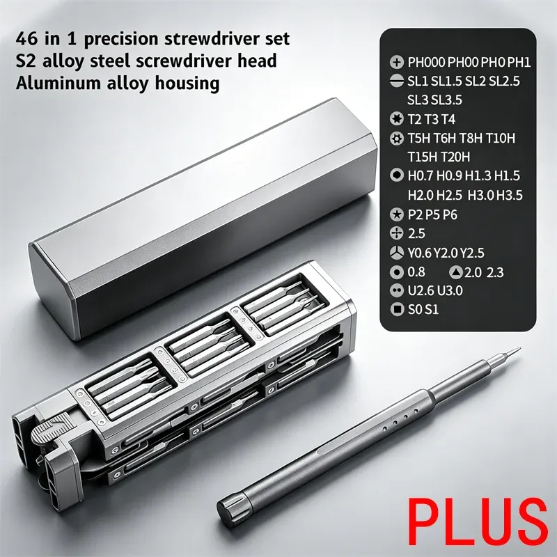 Jeu de tournevis de précision magnétique 46 en 1 avec embouts Torx, Hex et Phillips pour téléphone, montre et ordinateur portable 19