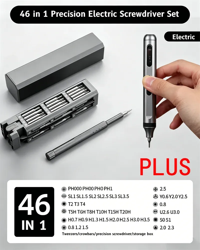 Jeu de tournevis de précision magnétique 46 en 1 avec embouts Torx, Hex et Phillips pour téléphone, montre et ordinateur portable 11
