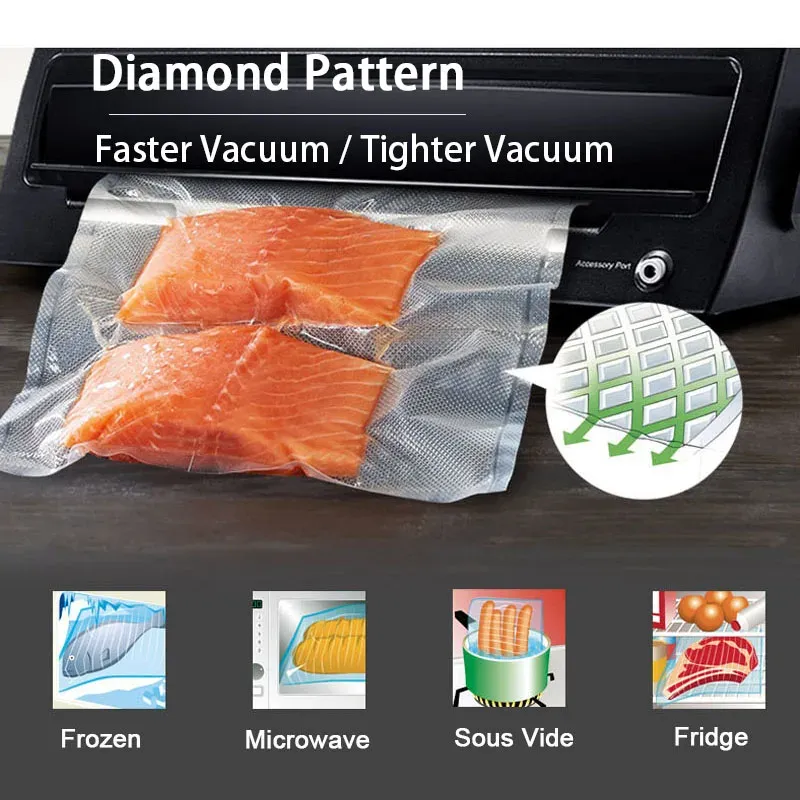 Sacs d'emballage sous vide pour aliments, viande, fruits et légumes, sacs de cuisson sous vide 12, 15, 20, 25 et 28 cm, rouleau de 500 cm 2