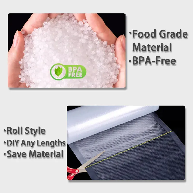 Sacs d'emballage sous vide pour aliments, viande, fruits et légumes, sacs de cuisson sous vide 12, 15, 20, 25 et 28 cm, rouleau de 500 cm 5