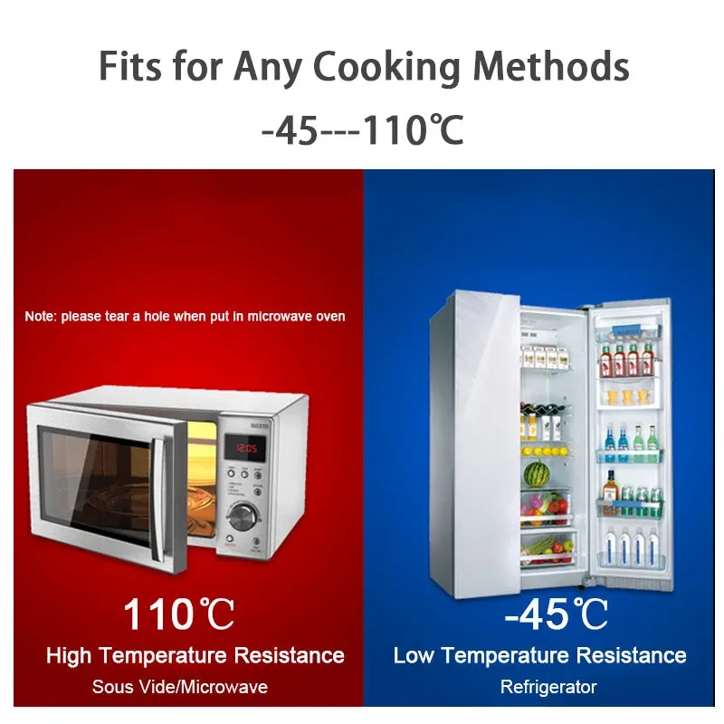 Sacs sous vide remplis d'aliments frais