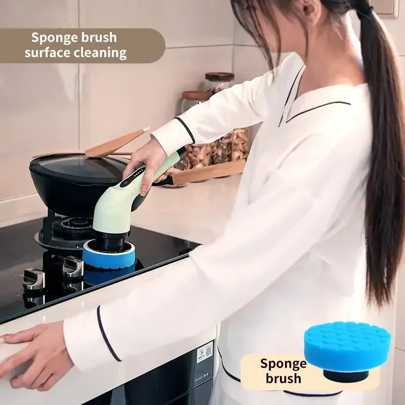 Brosse de nettoyage électrique rotative sans fil 9 en 1, nettoyeur multi-surfaces pour salle de bain, cuisine et toilettes, nettoyage en profondeur 4