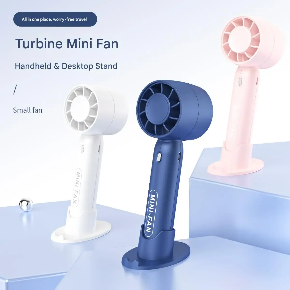 Mini ventilateur portable Turbo rechargeable par USB, léger, pour extérieur et bureau, à longue autonomie 2