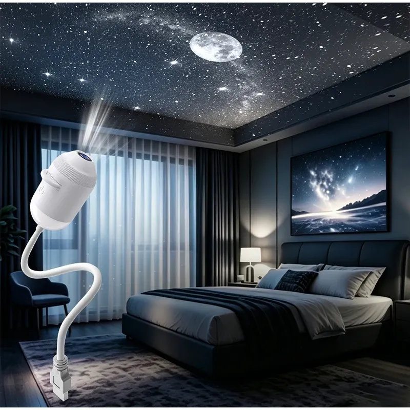 Projecteur nocturne holographique 3D intelligent 2-en-1 HD à rotation 360° avec effets galaxie et océan réglables pour plafond de chambre 2