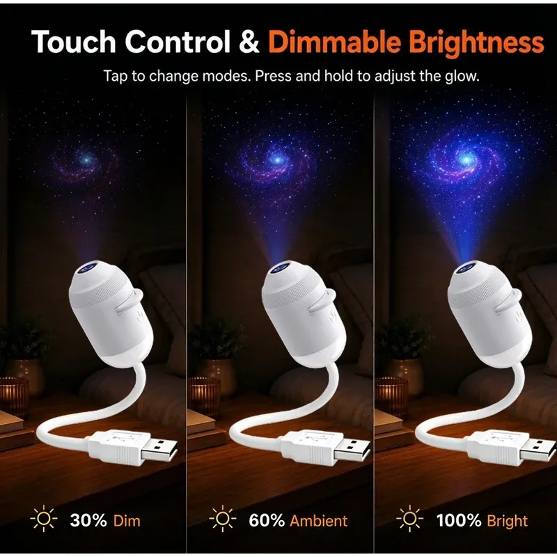 Projecteur nocturne holographique 3D intelligent 2-en-1 HD à rotation 360° avec effets galaxie et océan réglables pour plafond de chambre 4