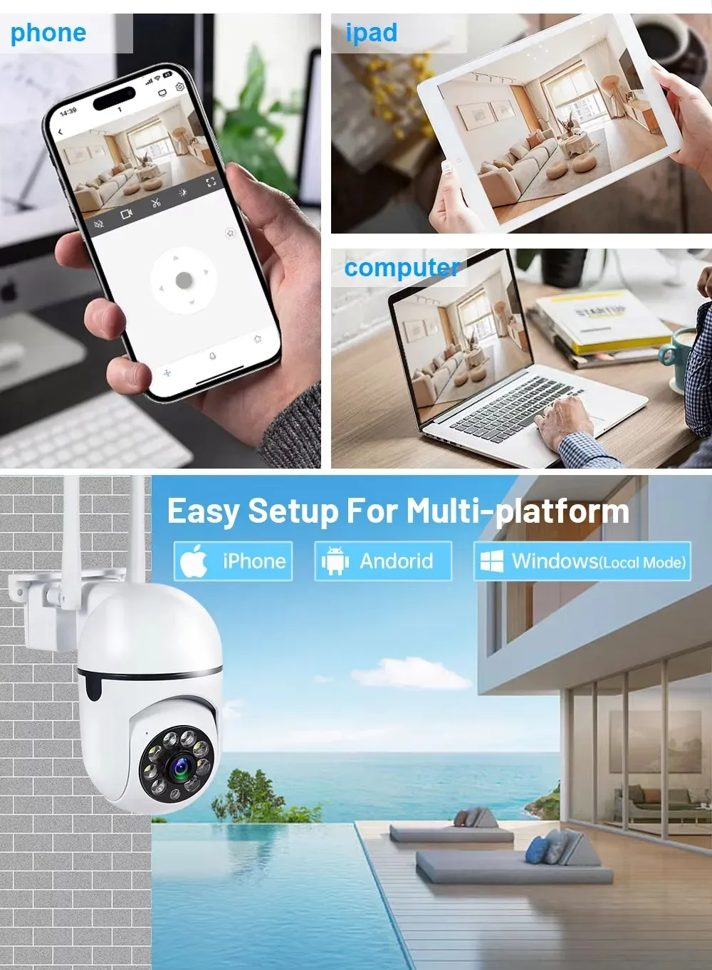Caméra Wi-Fi 360° Haute Définition, détails
