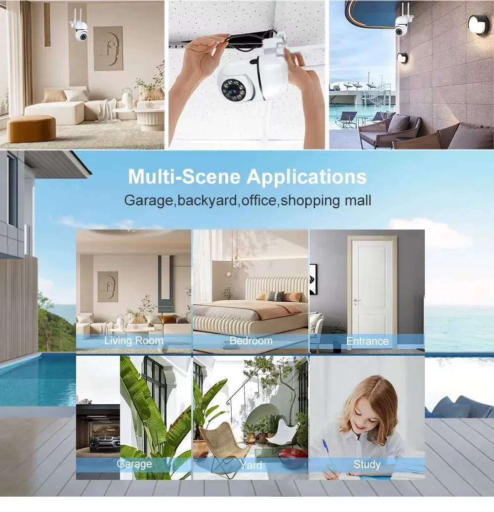 Caméra Wi-Fi 360° Haute Définition, connectivité
