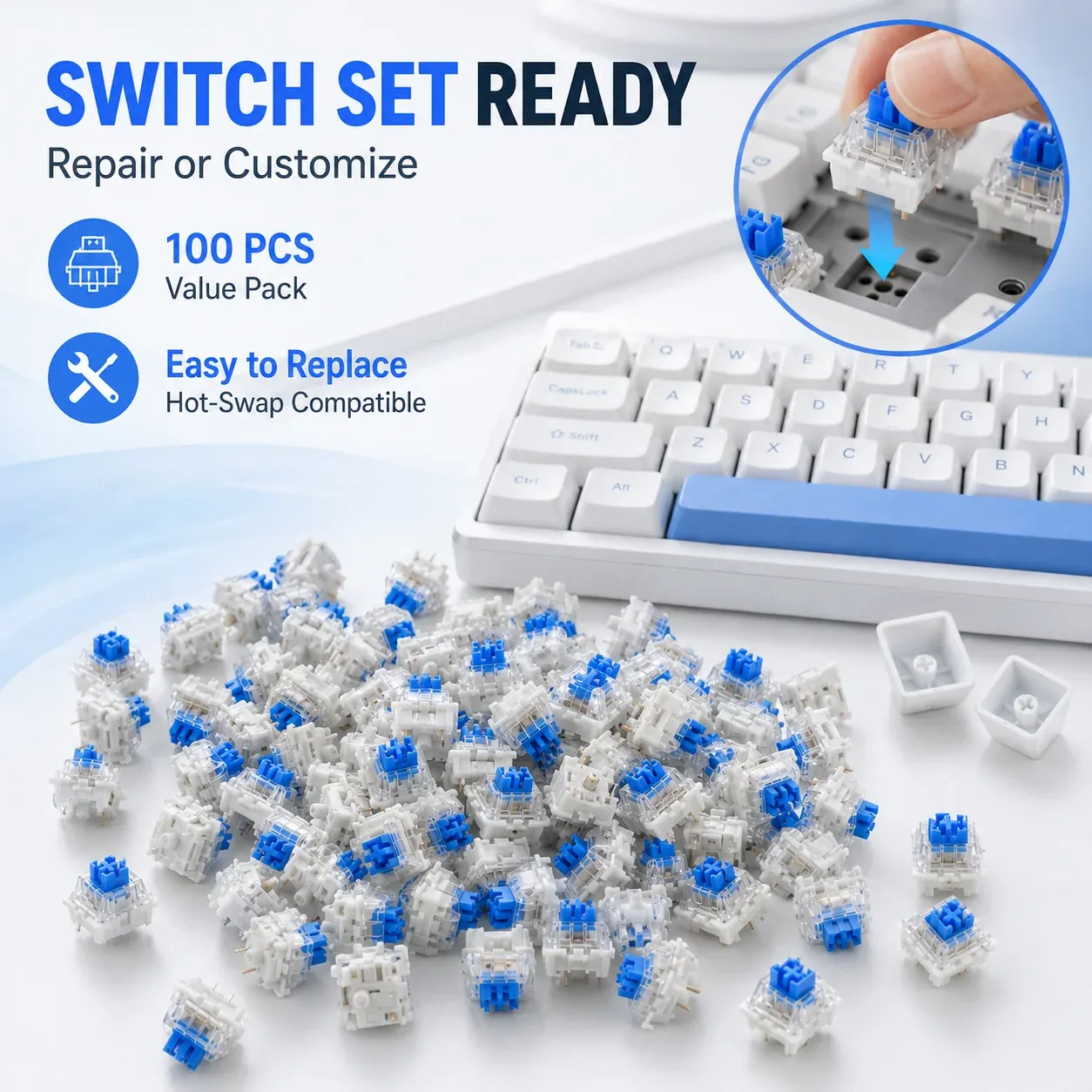 Interrupteurs tactiles à 3 broches pour clavier mécanique DIY, lot de 30, 50 ou 100