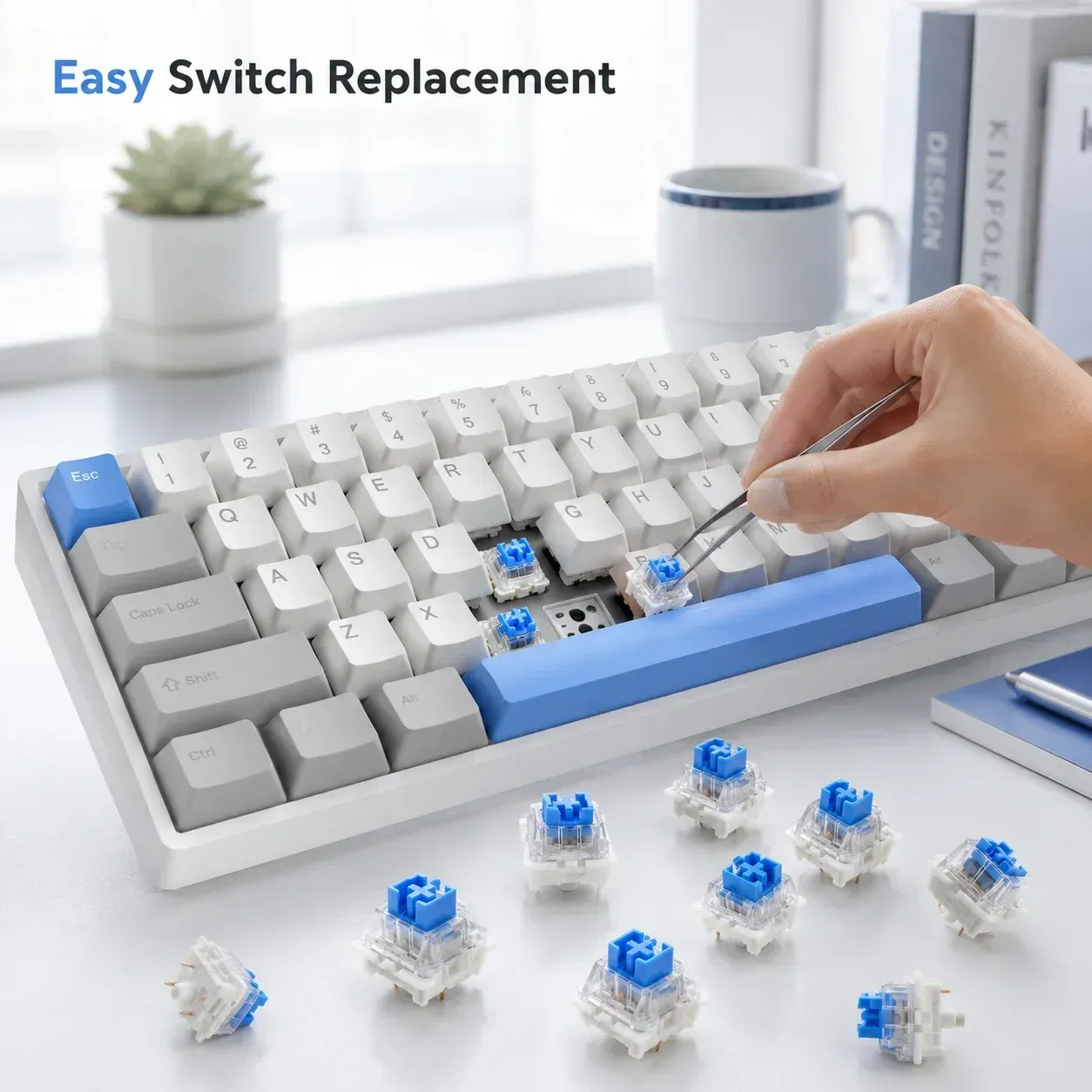 Interrupteurs tactiles installés sur un clavier mécanique