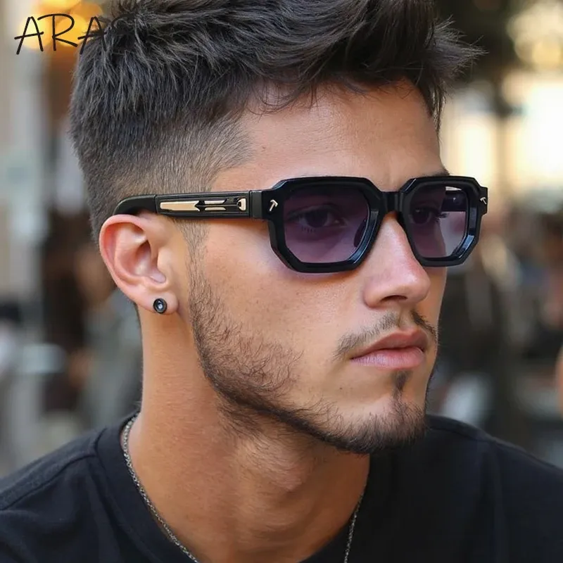 Lunettes de soleil polarisées carrées pour hommes, style vintage, protection UV400