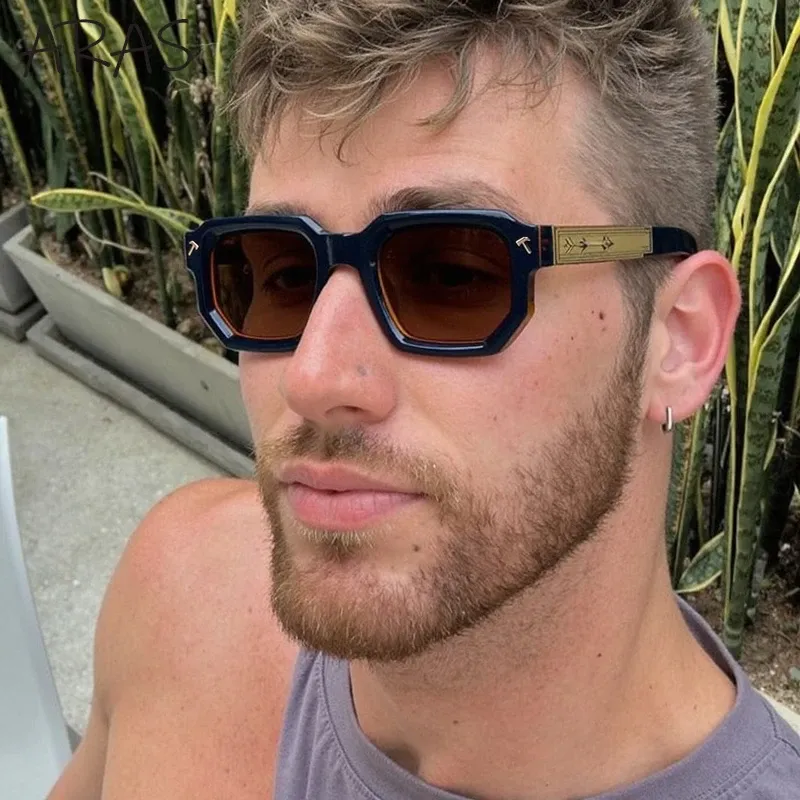 Lunettes de soleil polarisées carrées pour hommes, style vintage, protection UV400 5
