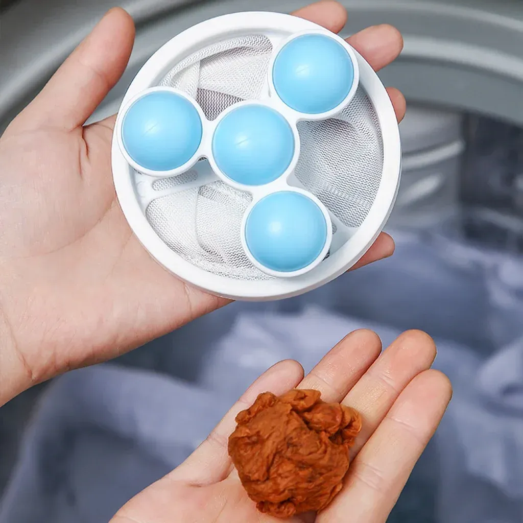 Machine à laver avec filtre à peluches pour poils d'animaux, boules de nettoyage réutilisables en maille - Image 1