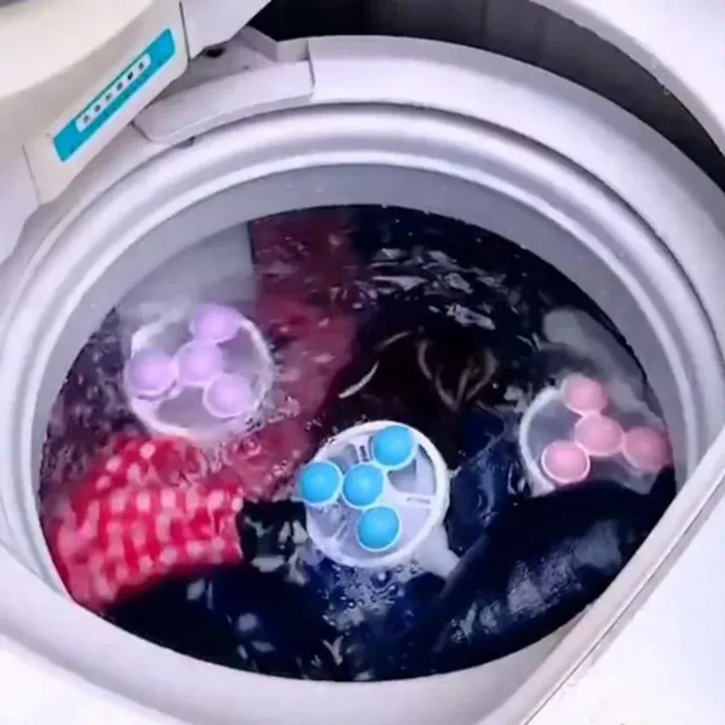Machine à laver avec filtre à peluches pour poils d'animaux, boules de nettoyage réutilisables en maille 5
