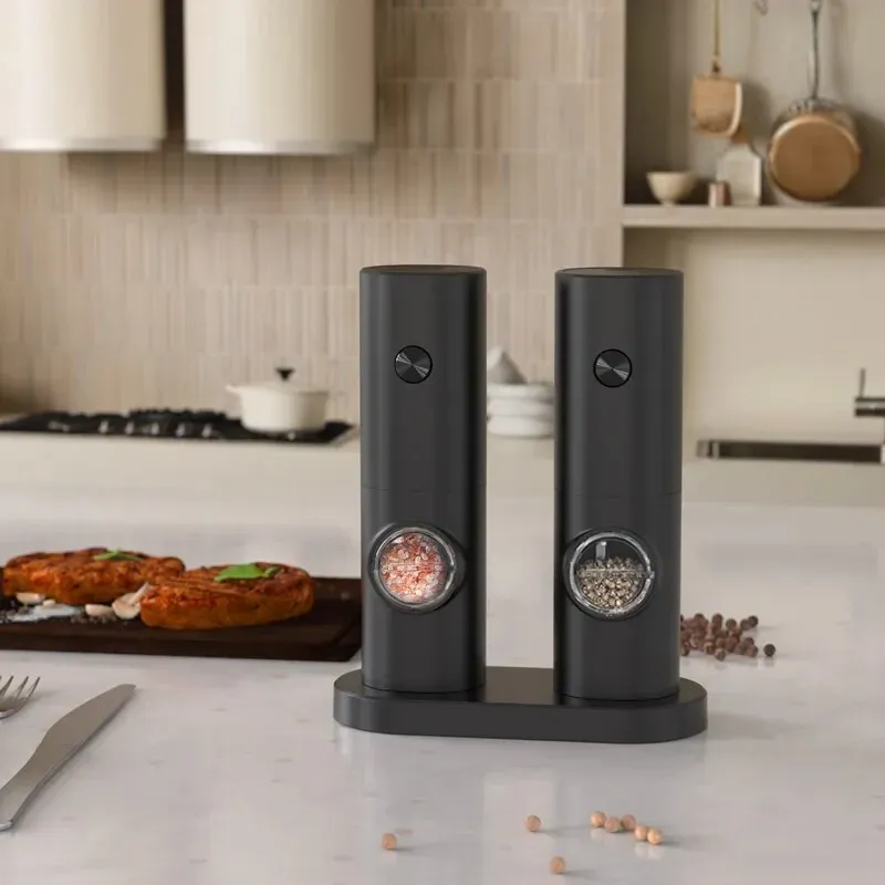 Moulin électrique automatique à poivre et sel avec lumière LED et mouture réglable 2