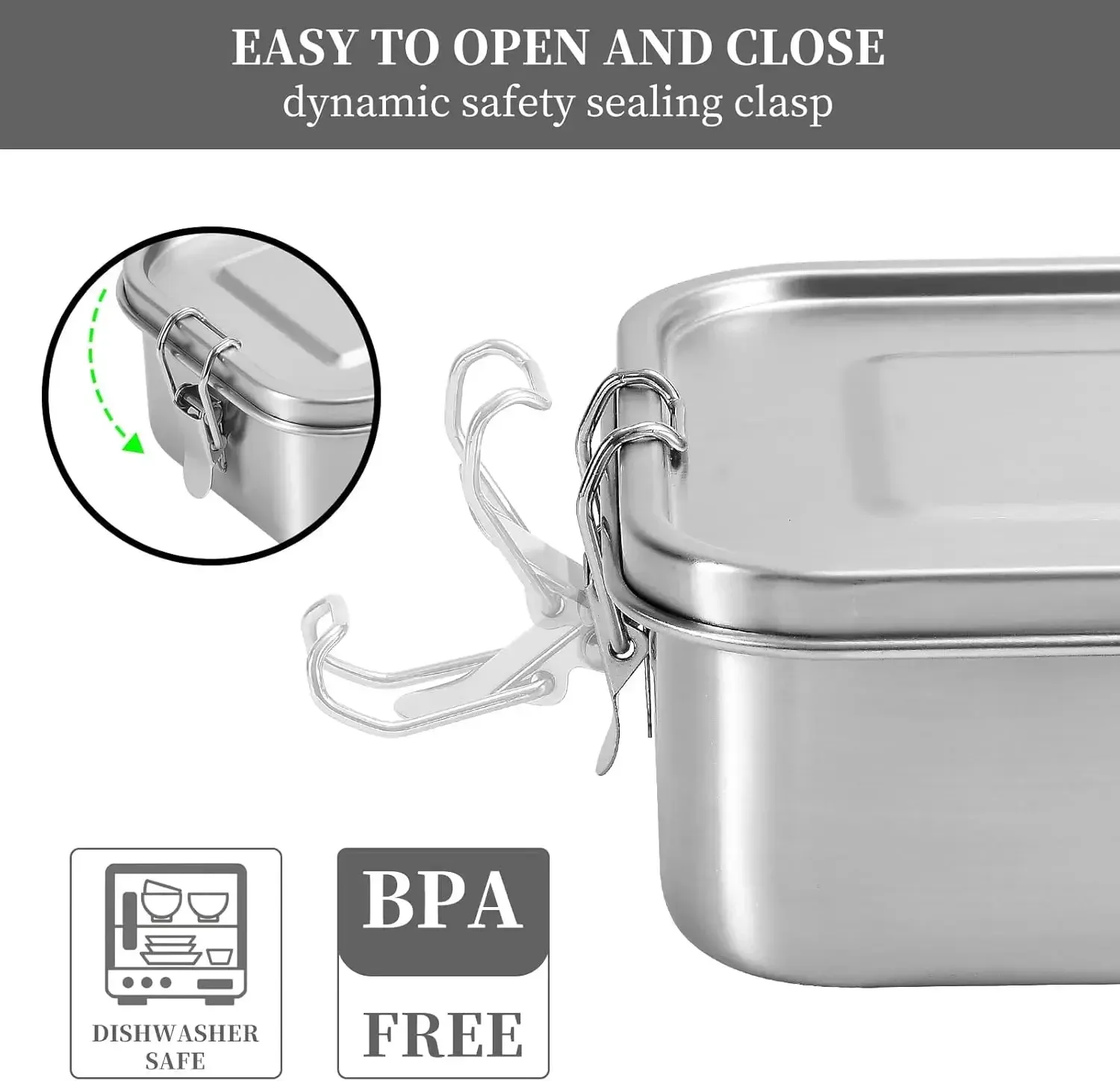 Boîte à repas Bento pour adultes en acier inoxydable 304, hermétique, pour la préparation des repas, sans BPA 2