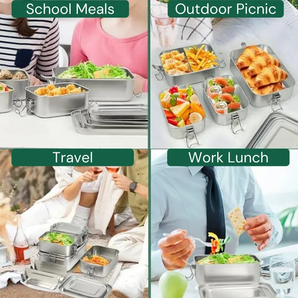 Boîte à repas Bento pour adultes en acier inoxydable 304, hermétique, pour la préparation des repas, sans BPA 6