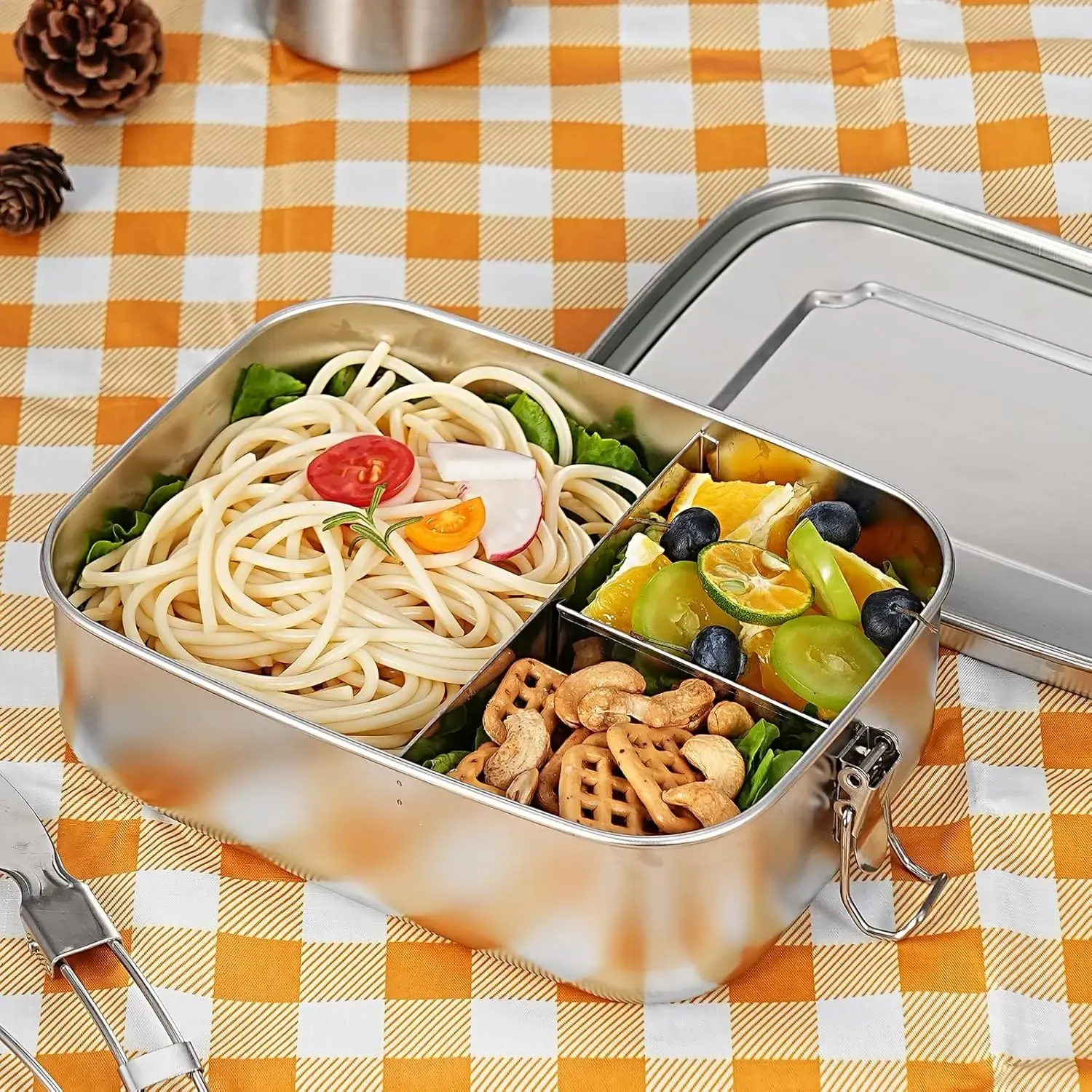 Boîte à lunch Bento en acier inoxydable 304 finition