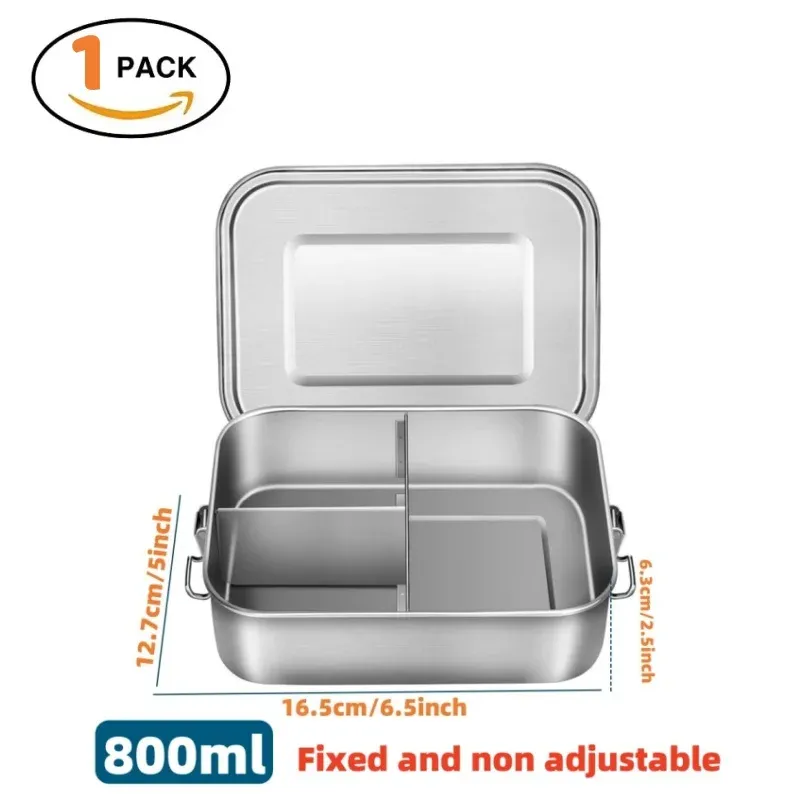 Boîte à repas Bento pour adultes en acier inoxydable 304, hermétique, pour la préparation des repas, sans BPA 10