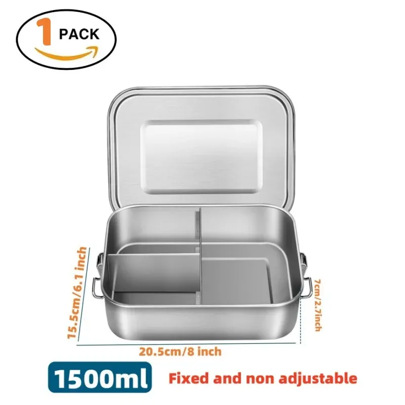 Boîte à repas Bento pour adultes en acier inoxydable 304, hermétique, pour la préparation des repas, sans BPA 7