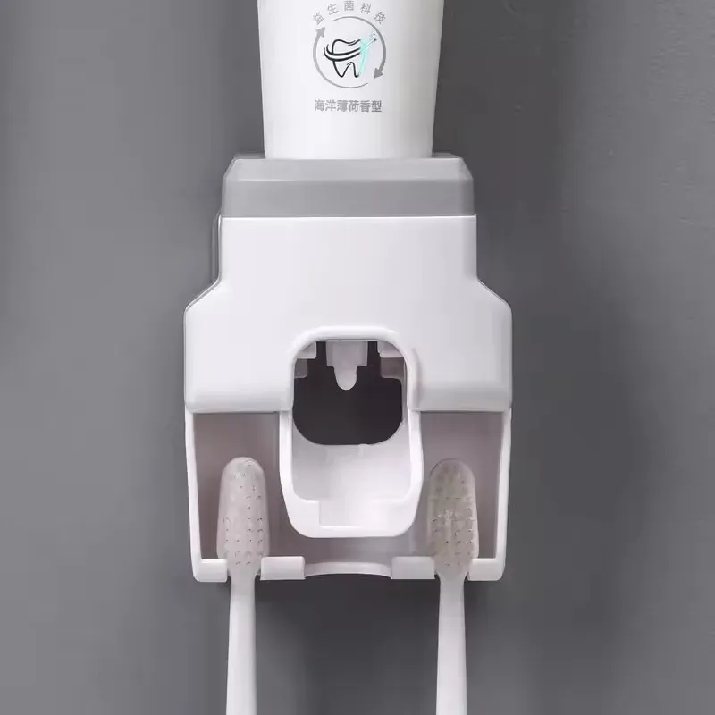 Distributeur mural de dentifrice sans perçage avec porte-brosses à dents, ensemble d'accessoires de salle de bains 8