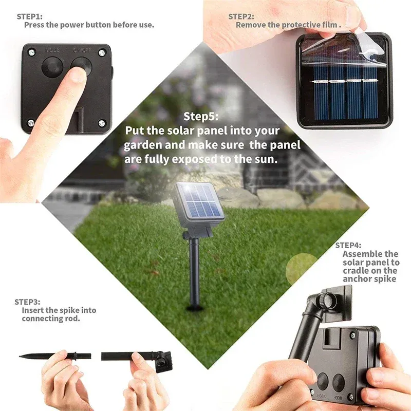Guirlande solaire LED féerique 7 m / 12 m / 22 m / 32 m, étanche, pour extérieur, jardin, patio et chemin 4