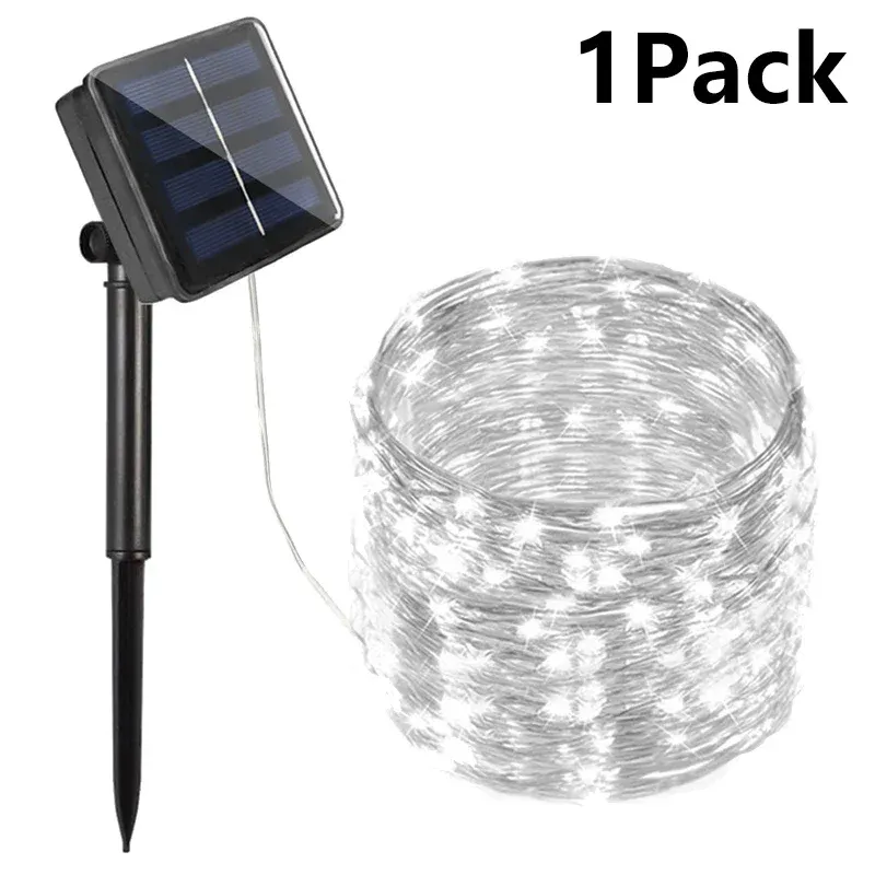 Guirlande solaire LED féerique 7 m / 12 m / 22 m / 32 m, étanche, pour extérieur, jardin, patio et chemin 7