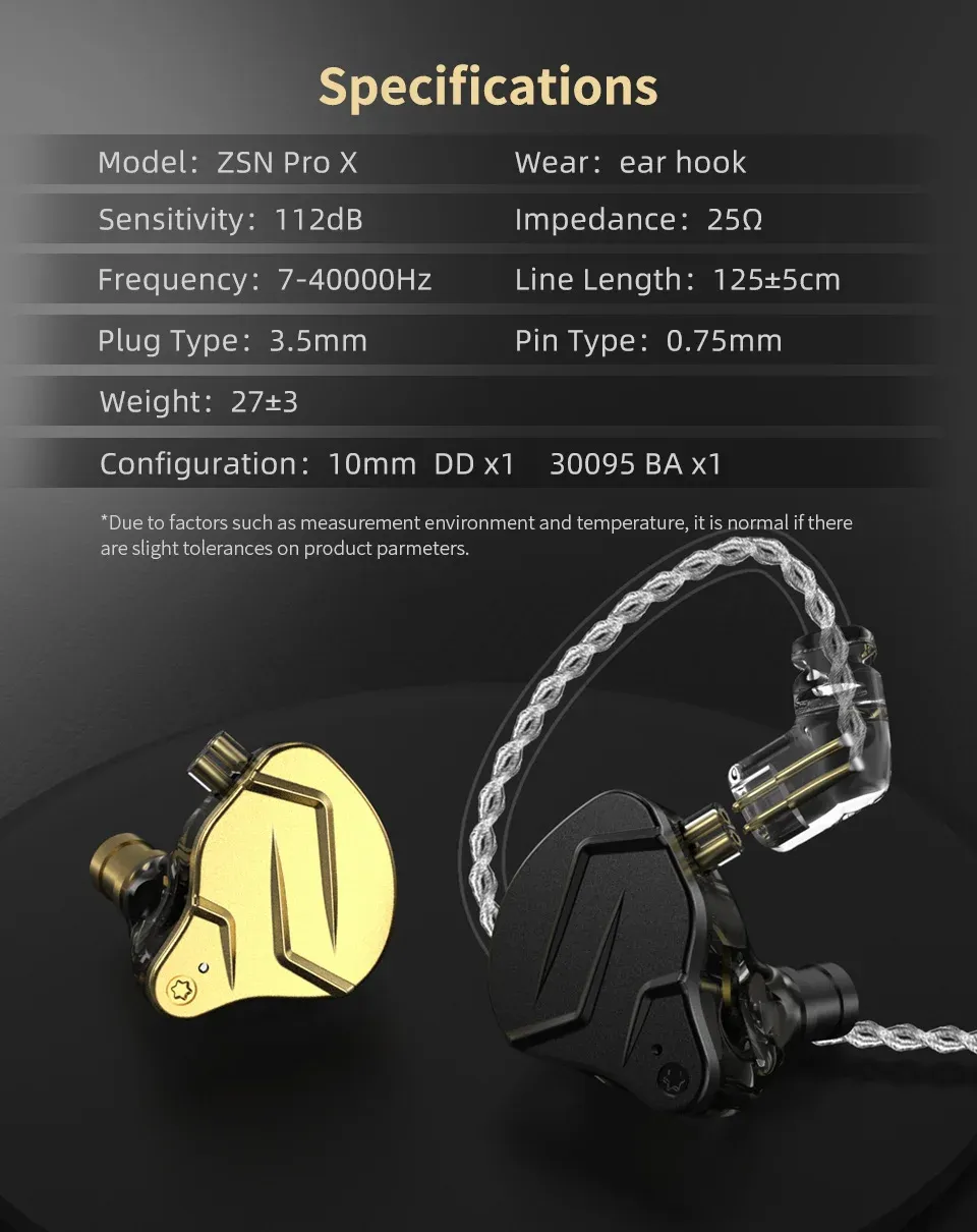 Écouteurs KZ ZSN Pro X, détails techniques visuels