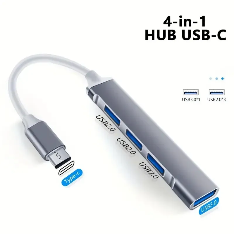 Adaptateur hub USB Type-C 4 ports OTG pour Xiaomi, Lenovo, MacBook Air/Pro 13 et 15 pouces et PC - Accessoires informatiques 5