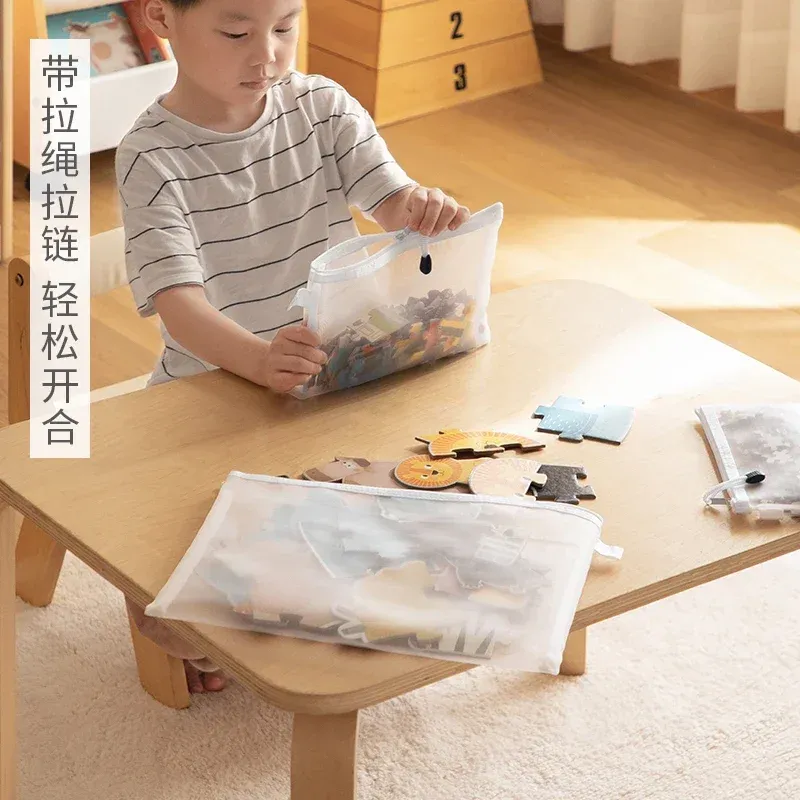 Sac de rangement transparent à fermeture éclair pour jouets, blocs de construction et puzzles 5