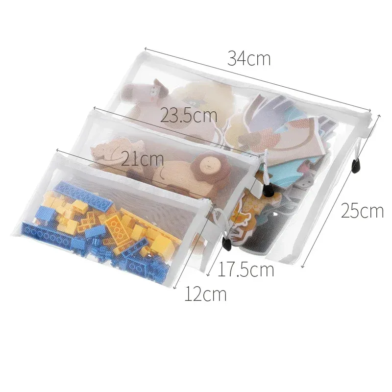 Sac de rangement transparent à fermeture éclair pour jouets, blocs de construction et puzzles 6