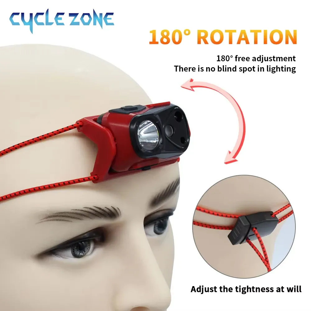 Mini lampe frontale LED rechargeable à capteur de mouvement, ultralégère, pour la pêche, le camping et la randonnée - Image 1