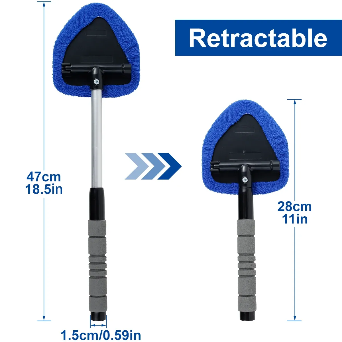 Grattoir anti-buée télescopique en microfibre pour pare-brise et vitres de voiture 2