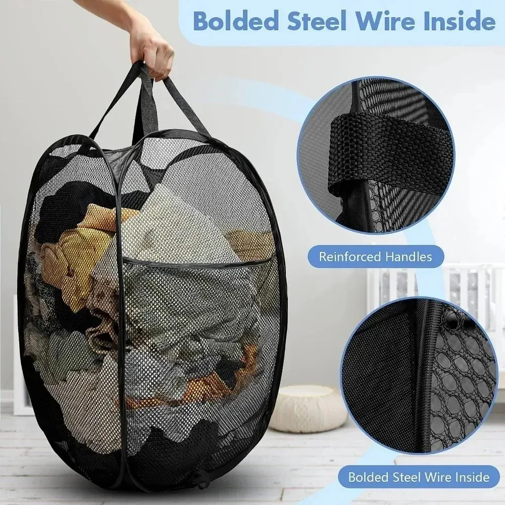 Panier à linge pliable et ventilé à grande capacité, rangement pour vêtements d'enfants 2
