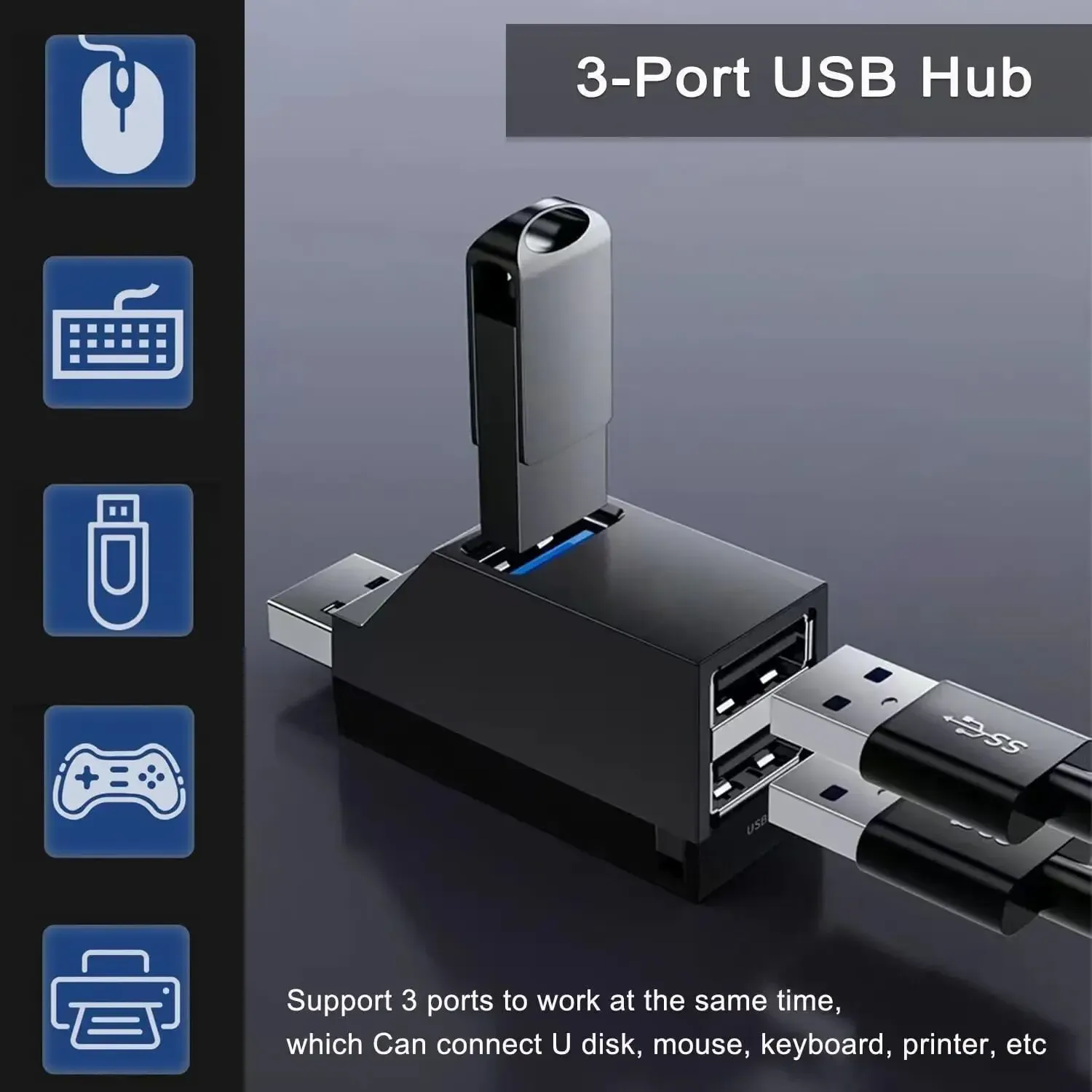 Hub USB 3 en 1, adaptateur USB 3.0, station d'accueil USB, répartiteur USB, adaptateur OTG, 5 Gbps, haute vitesse, pour PC portable, MacBook 2