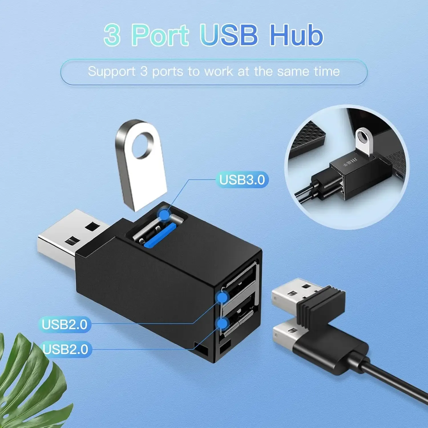 Hub USB 3 en 1, adaptateur USB 3.0, station d'accueil USB, répartiteur USB, adaptateur OTG, 5 Gbps, haute vitesse, pour PC portable, MacBook 6