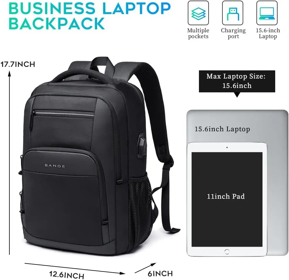 Sac à dos léger de 15,6 pouces pour ordinateur portable, étanche, avec port de charge USB, multifonction, pour voyage, randonnée et école, pour homme 2