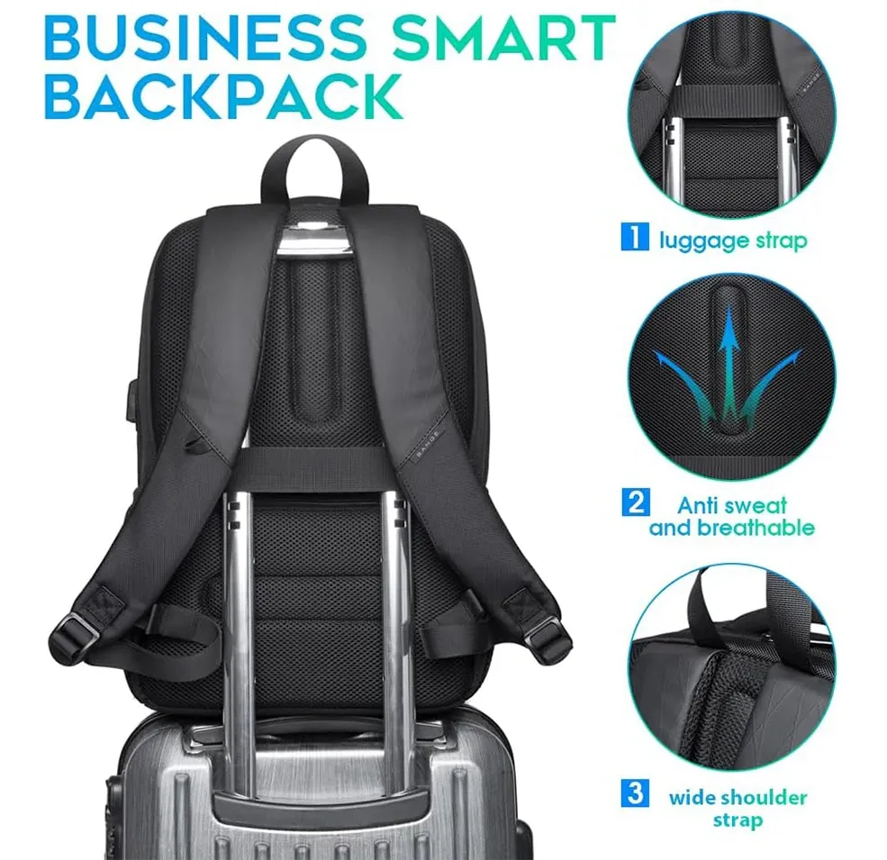 Sac à dos léger de 15,6 pouces pour ordinateur portable, étanche, avec port de charge USB, multifonction, pour voyage, randonnée et école, pour homme 4