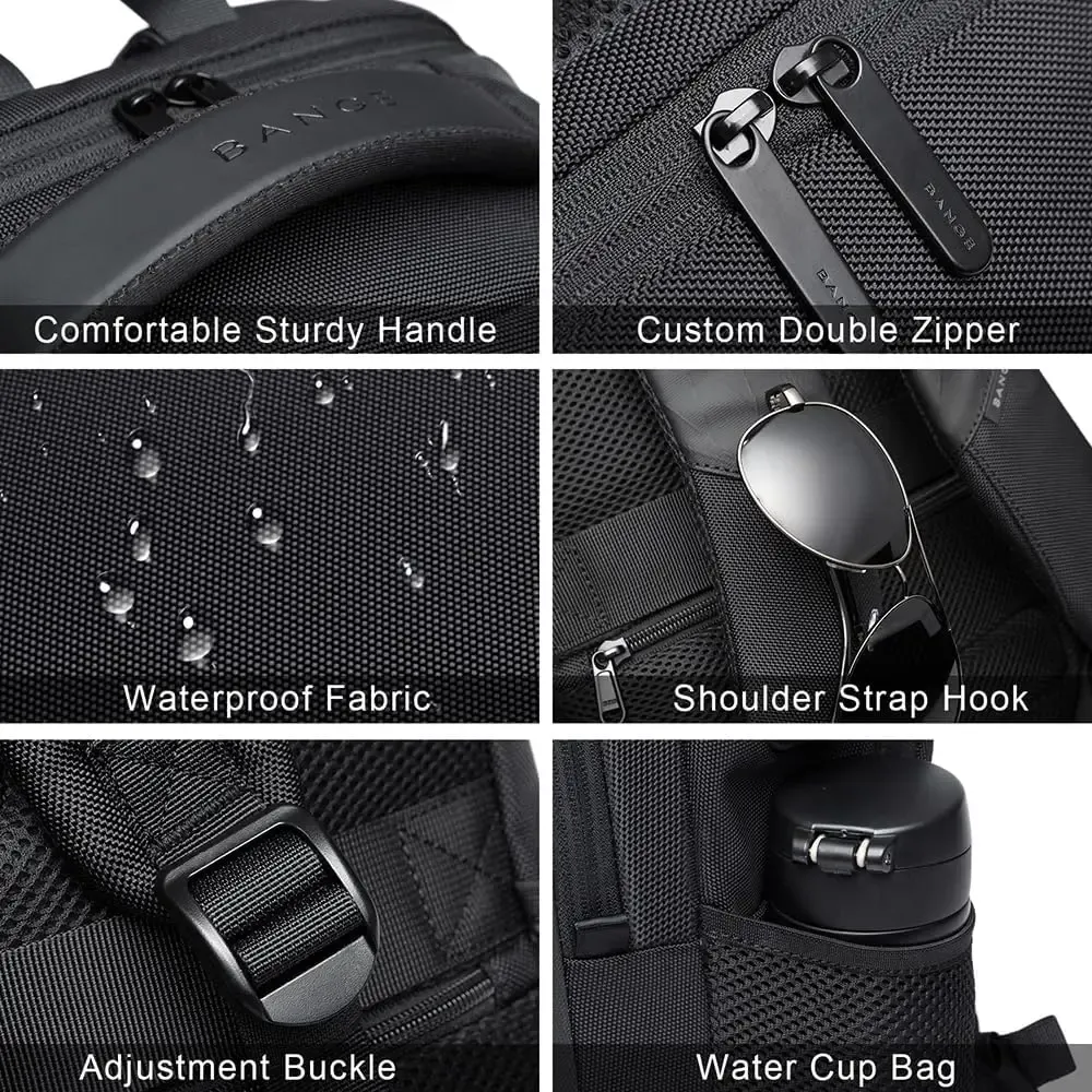 Sac à dos léger de 15,6 pouces pour ordinateur portable, étanche, avec port de charge USB, multifonction, pour voyage, randonnée et école, pour homme 5