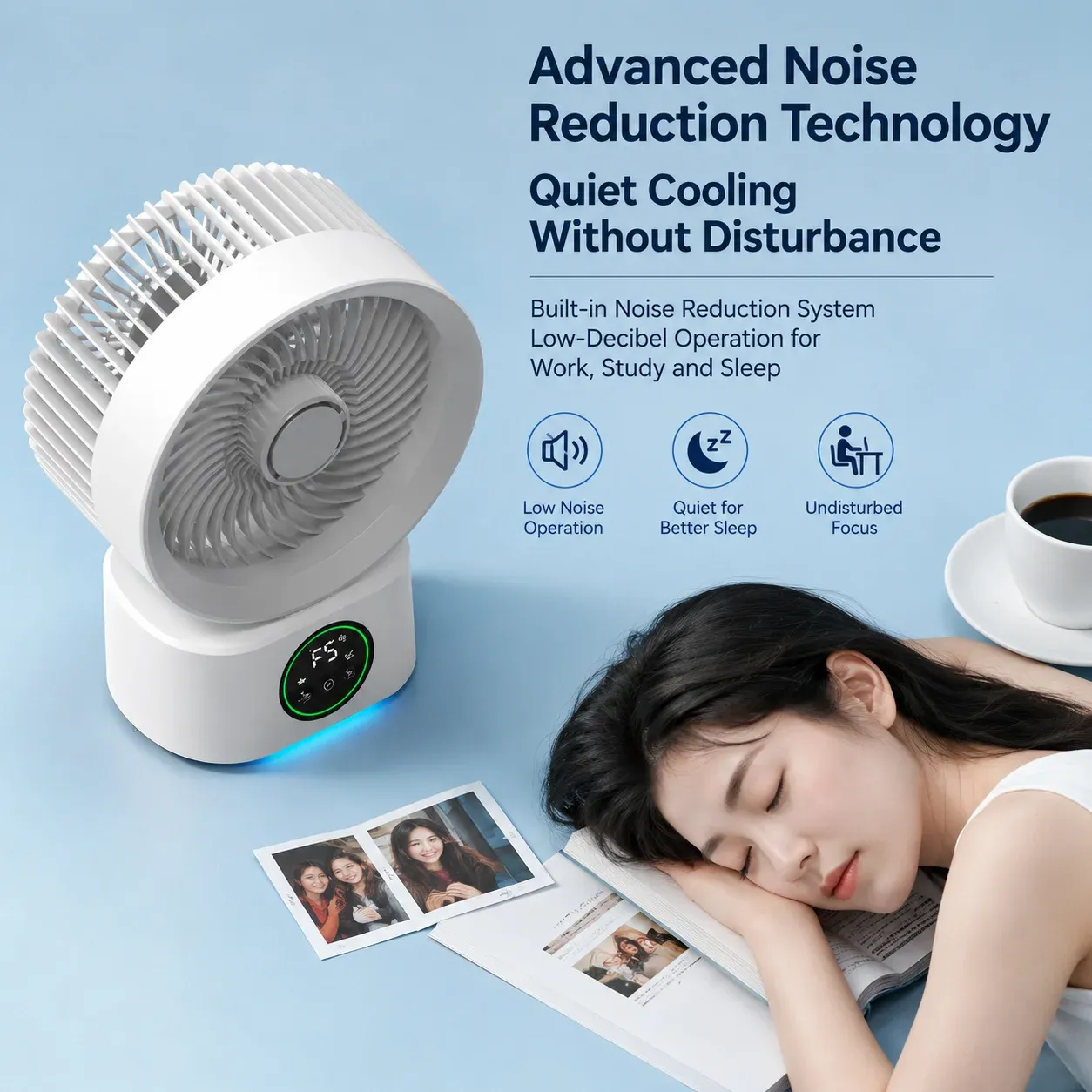 Ventilateur mural portable rechargeable USB avec télécommande et commande vocale 2