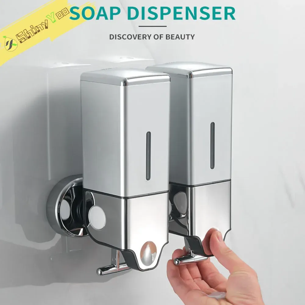 Distributeur manuel mural pour savon et après-shampooing, idéal pour la douche, l'hôtel et la salle de bain 1